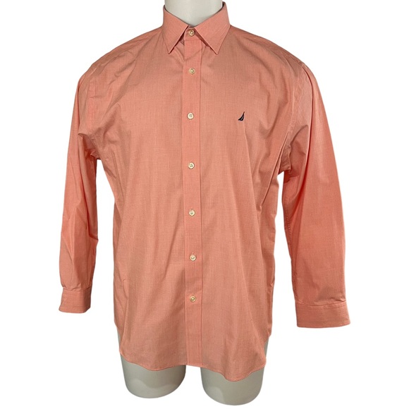 Nautica Mens Shirt Coral Classic Fit Long Sleeve 16 32/33 (290) - Picture 1 of 9